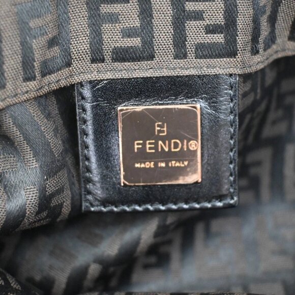 FENDI Logo Zucchino Hand Tote Bag Canvas Leather Brown Italy - Picture 12 of 14